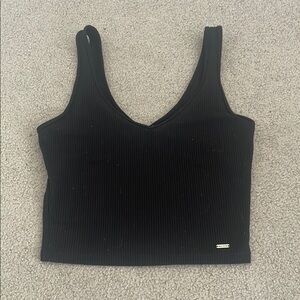 Black Ribbed Women's Top